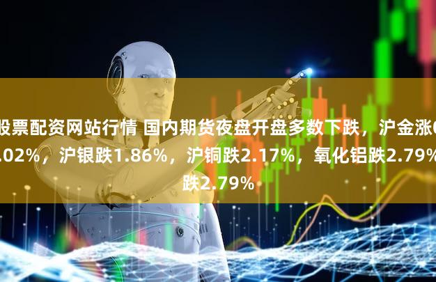 股票配资网站行情 国内期货夜盘开盘多数下跌，沪金涨0.02%，沪银跌1.86%，沪铜跌2.17%，氧化铝跌2.79%