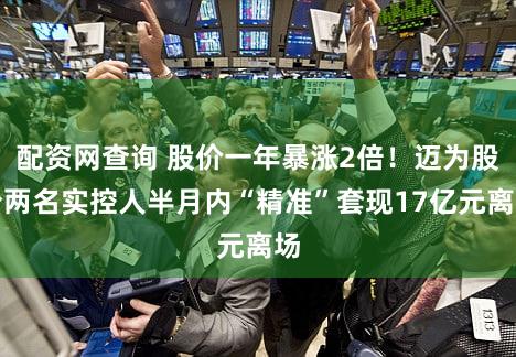 配资网查询 股价一年暴涨2倍!迈为股份两名实控人半月内“精准”套现17亿元离场